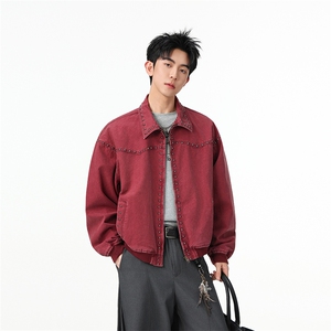 水洗牛仔外套男款春美式痞帅上衣服宽松休闲工装夹克JK1331-P108图片