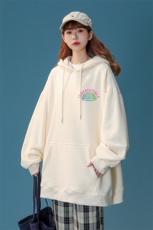 中性秋季美式西海岸hiphop潮牌印花套头连帽卫衣外套W364P40控58，女装短外套，A247A