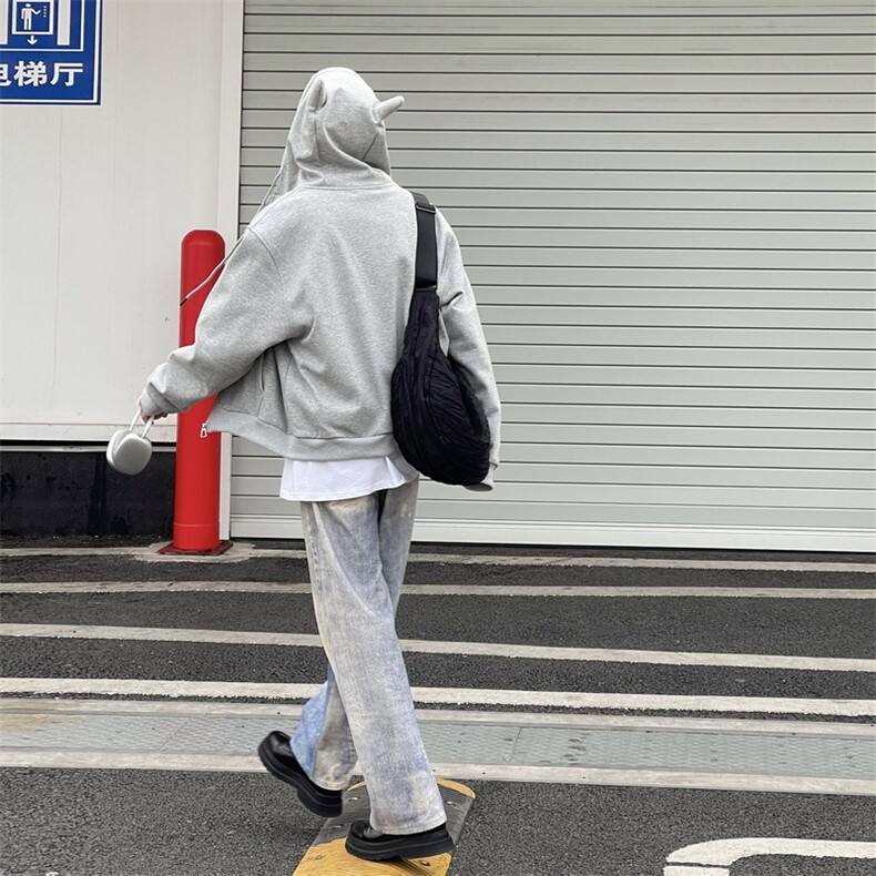 A450-WY8885-P95控149连帽开衫恶魔角卫衣,男装卫衣,电商A450
