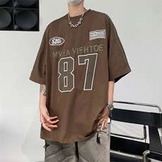 C415-P372024夏季潮复古印花短袖T恤男宽松街头半袖上衣现货，男装T恤，星座512-6