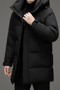 冬款御寒白鸭绒羽绒服长款羽绒服时尚保暖休闲连帽商务高级外套男图片