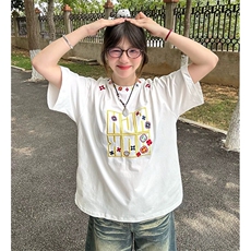 万针全刺绣工艺抖音得物高品质260克重磅纯棉双纱美式高街短袖T恤，男装T恤，电商A486