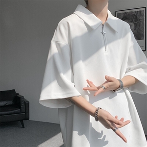8XL-M半拉链短袖t恤特大码美式高街polo体恤衫翻领半袖DX1215/P35图片