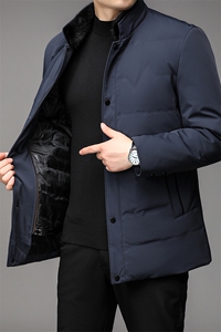 中年男士新款羽绒服立领加厚上衣冬季商务休闲白鹅绒外套男装图片