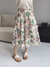 【夏季新款】印花棉料半身裙P70-K110，女装半身裙，简古