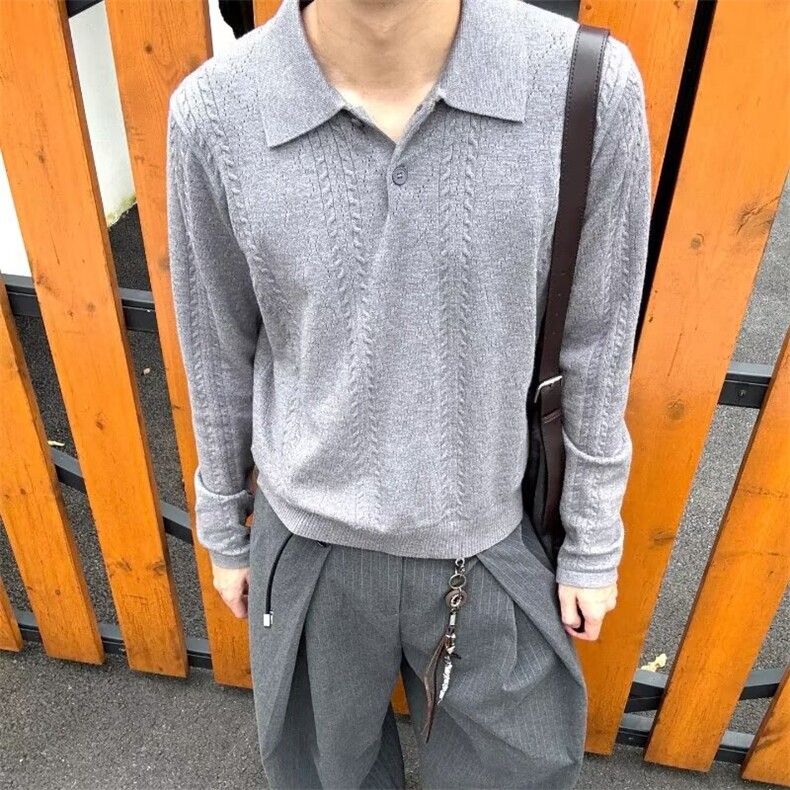 麦穗提花P0l0针织衫百搭ins文艺流行新款气质慵懒潮流SWM02，男装针织衫/毛衣，星座516A