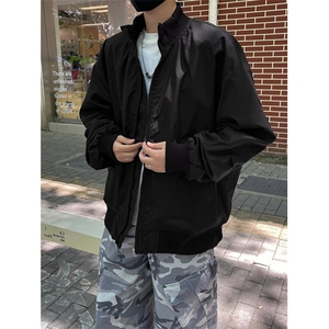 秋季美式飞行夹克外套男休闲宽松男装简约纯色棒球服 JC444图片