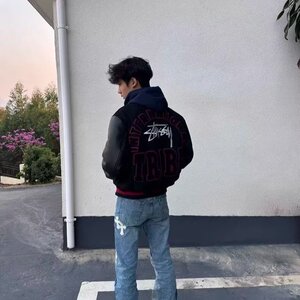WT103-P74 秋季新款宽松休闲棒球领拉链夹克廓形百搭复古工装图片