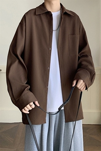 现货 慵懒复古衬衫男2025新款小众设计感条纹长袖衬衣CS001-特P38图片