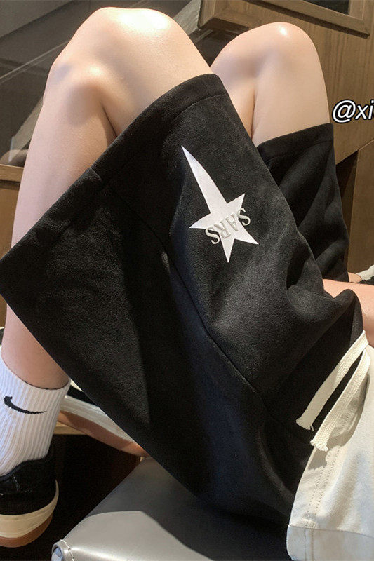 XZ616夏季新款麂皮绒印花下坠星星短裤休闲五分裤TY859P35控48,男装牛仔裤,星座512A（原616）