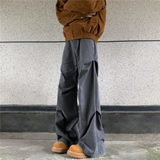 男立体褶皱设计休闲裤美式复古小众高街阔腿休闲裤X827/P65，男装休闲裤，星座506