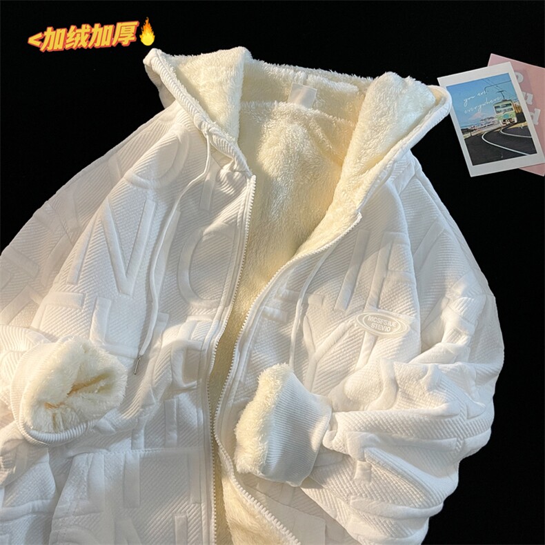 冬季加厚羊羔毛衣男袄外套港风宽松百搭连帽服 W6605-P55图片