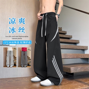 2026夏季新款拼接条纹直筒宽松休闲裤男K6760-特P35建议零售价88图片