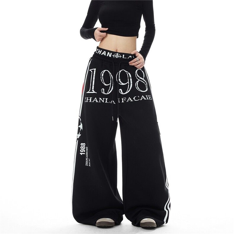【现货】XZ1218 BKW33 特价P51美式撞色条纹双腰头抽绳卫裤休闲裤图片