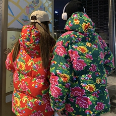 DH251连帽棉衣外套东北大花无龙棉服风民族特色棉服大码情侣，男装棉衣，星座115A(原星座507）