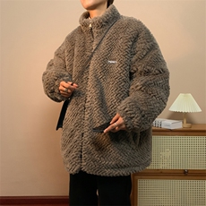 羊羔毛外套男款冬季2024新款美式棉服加绒加厚保暖棉衣W7954-P70，男装棉衣，星座512-4