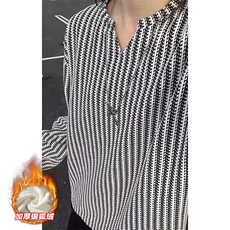 雪尼尔450g重磅鱼骨纹V领舒适银狐绒T恤男T24536J加绒-特P30控58，男装T恤，电商A001-1