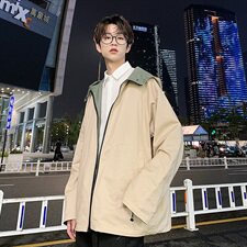 港风秋季时尚简约两面穿夹克男韩版连帽外套A090-JK72P115限138，男装夹克，电商A089-1