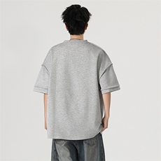 现货-夏季新品立体个性T恤男重磅潮流纯色圆领短袖-AT2428-P48，男装T恤，电商A351