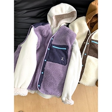 高品户外情侣撞色拼接羊羔毛立领摇粒绒马甲外套男女A1143-P72，女装短外套，星座1505