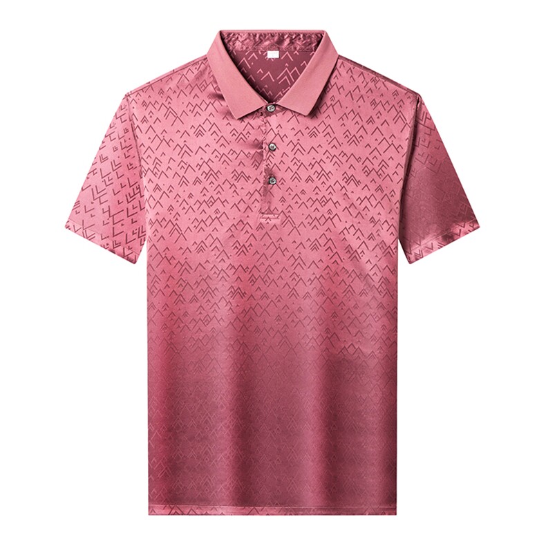 夏季高端品质提花半袖短袖polo衫薄款绸缎男休闲真丝上衣,男装T恤,钱塘6003B