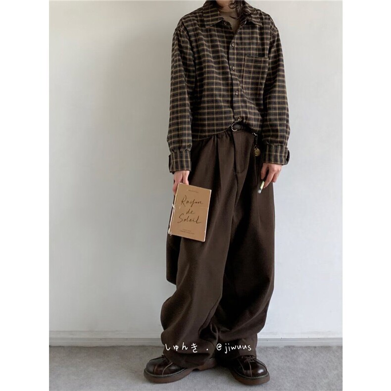 日系春季复古宽松直筒青少年休闲垂感西裤男女百搭阔腿裤KX99,男装西裤,星座1116A（原606A-3）