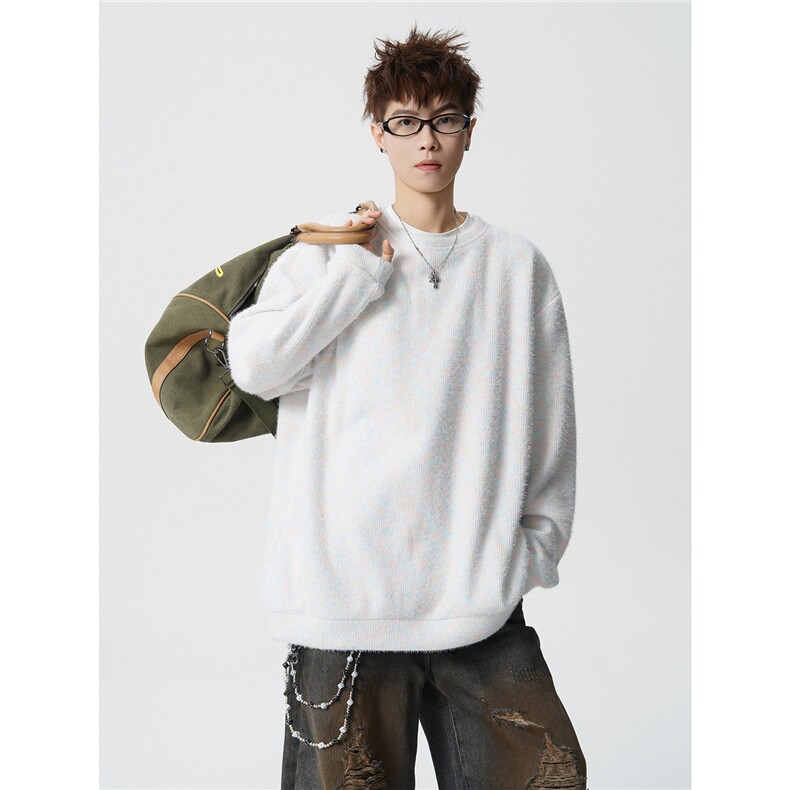 WY10156-特批40 控78 新款圆领简约套头宽松大码卫衣糯米衣服男图片