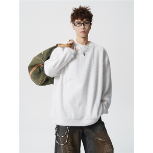 WY10156-特批40 控78 新款圆领简约套头宽松大码卫衣糯米衣服男图片
