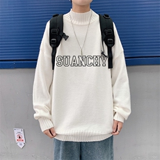 M18229-P45加绒款-P65半高领毛衣男士大码针织衫男毛线衣男，男装针织衫/毛衣，电商A040