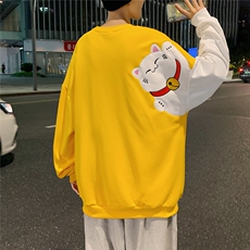 秋冬圆领卫衣男招财猫刺绣卫衣港风中性宽松百搭1016-1WY077P35，男装卫衣，星座1016-1（原电商B408-1）