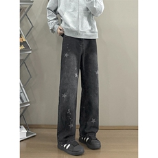 B221美式ins高街修身五角星微喇牛仔裤LK25580-特P45控78，男装牛仔裤，电商B221