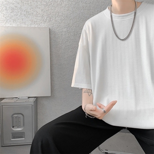 8XL-M 重磅！特大码港风短袖T恤男士半袖男五分袖体恤衫DX306P40图片