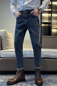 B230 时尚青年百搭深蓝色修身小脚牛仔裤男 长期备大货款6032 P85图片