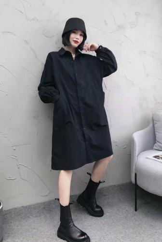XL9818春款爆版泡泡袖后背抽牛筋时尚休闲长款衬衫,女装衬衫,L·H·X