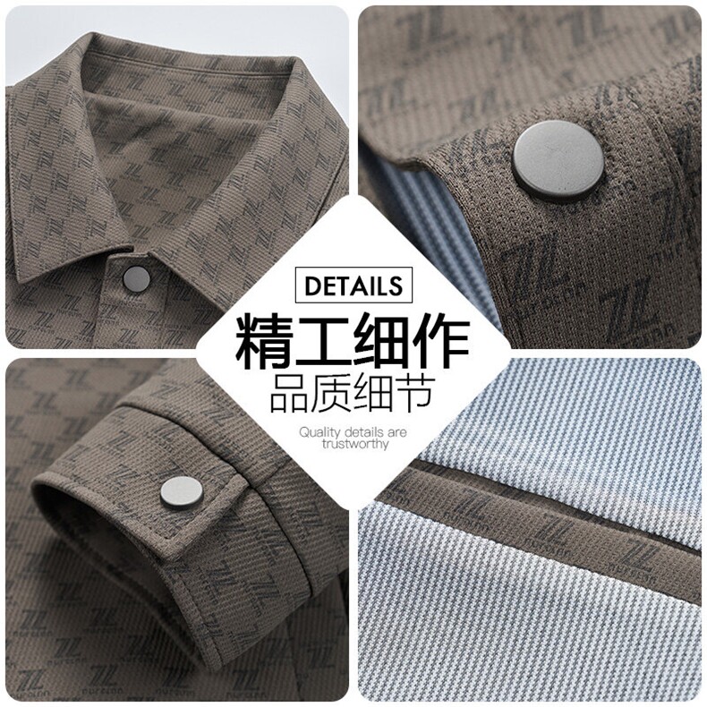 新款夹克男2025春季休闲翻领茄克衫时尚印花春秋装薄款外套潮,男装夹克,电商B212（原钱塘6029）
