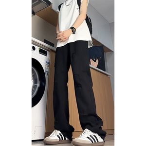 美式高街破洞牛仔裤男微喇高个子加长裤子190cm115直筒裤KZ054P60图片