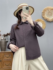 2025年秋季时尚百搭通勤简约休闲净面加棉衬衣，女装衬衫，湘姗