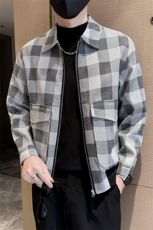 轻熟风男士秋冬格子2025秋季长袖夹克店主风JK8005-P130，男装夹克，电商A236