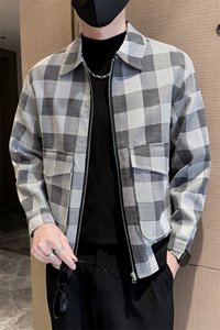 轻熟风男士秋冬格子2025秋季长袖夹克店主风 JK8005-P130图片