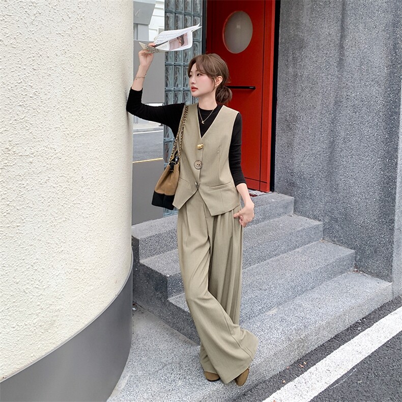 休闲风时尚套装休闲西装时尚阔腿裤轻熟上衣洋气显瘦春秋气质网红，女装套装/套裙，浙宝301