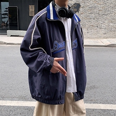 男装新款刺绣百搭zz时尚主推宽松反光夹克G115，男装夹克，电商A132（原电商B245）