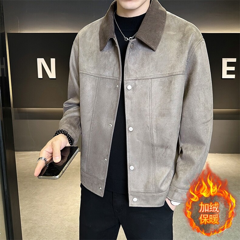 JK903R-P145秋冬时尚男士麂皮绒痞帅青年外套加绒加厚夹克衫,男装夹克,星座507A（原星座306B-2）