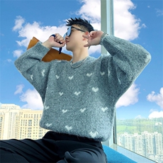 AM307/P88控118秋冬季社会小伙宽松韩式潮流保暖打底毛衣男米白首，男装T恤，星座305B-1