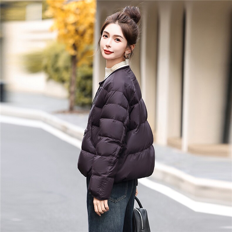 小个子羽绒服女圆领90绒轻便保暖外套2025秋冬新款女装外套韩版潮,女装羽绒服,意芙