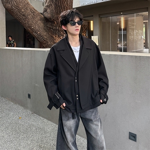 现货 双层大翻领设计休闲纯色外套男上衣  A071-3325-P118图片