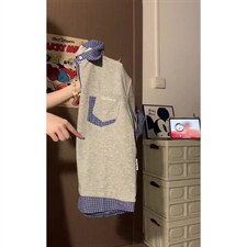 H1059-p35POLO领情侣体恤假两件格子衬衫短袖，男装T恤，星座617A-2