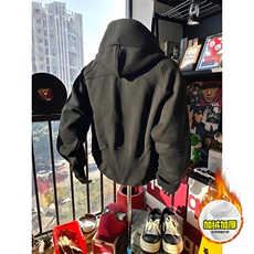 480G重磅加绒硬挺boxy男女秋冬美式高街结构半拉链卫衣开衫厚外套，女装短外套，电商A486-1