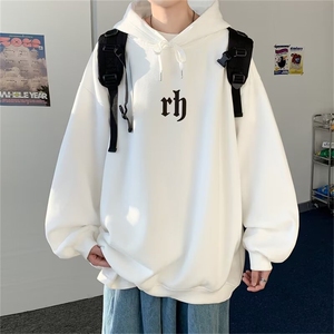 350g华棉潮牌印花连帽卫衣男女休闲春秋宽松时尚上衣5132-P43网图图片