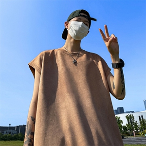直播品质 现货供应 麂皮绒光版纯色背心无袖t恤JP015-P15量大从优图片