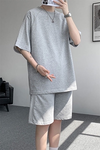 现货 TZ776-特P50 控88 曼巴棉圆领大码短袖短裤T恤运动套装图片
